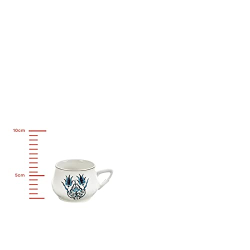 Karaca İznik New Form Set of 6 Coffee Cups, 90 ml,Espresso Cup and Saucer Set, Mocha Cup, Turkish Coffee Cup, 12 Pieces, Traditional Turkish Pattern 90 ml Capacity