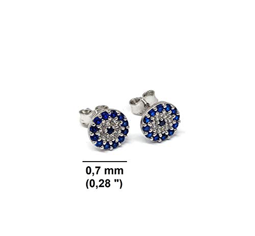 MYSTIC JEWELS By Dalia - 925 Sterling Silver Earrings - Turkish Eye with Cubic Zirconia