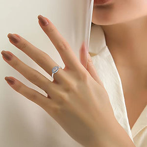 PELOVNY Evil Eye Ring Sterling Silver 925 - Turkish Evil Eye Ring - Light Blue CZ All Seeing Eye Rings for Women Girls