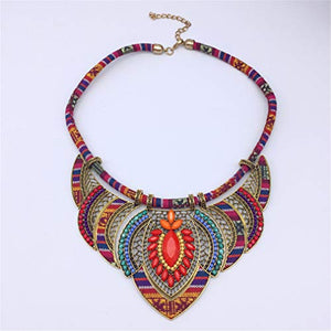 YAZILIND Ethnic Style Chunky Colorful Bohemian Festival Tribal Beaded Bib Collar Choker Costume Necklace Women Jewelry