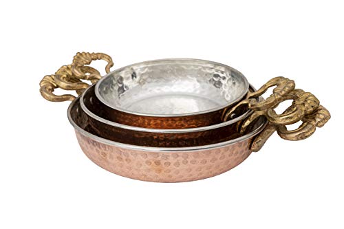 Handmade, Turkish, Copper, Sahan, Egg, Omlette Pan | Set of 3 | 14cm, 16cm, 18cm | Kitchenware | Home Decoration - Decorative Gift