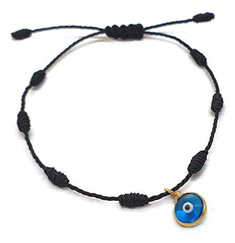 Evil Eye 7 Knot Bracelet Black String Bracelet