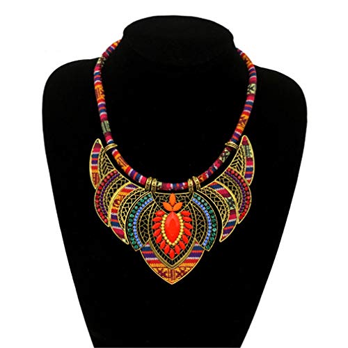 YAZILIND Ethnic Style Chunky Colorful Bohemian Festival Tribal Beaded Bib Collar Choker Costume Necklace Women Jewelry