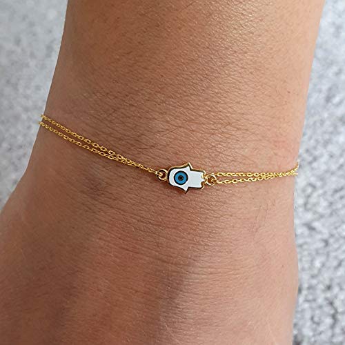 MYSTIC JEWELS Bracciale Uomo Argento 925 Con Occhio Turco E Mano Di Fatima 19 Cm