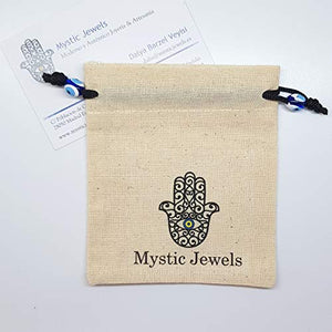 MYSTIC JEWELS by Dalia – Enamel Bracelet Fatima Hand and Turkish Eye – Double Chain – 925 Sterling Silver – Minimalist (Gold Plated)
