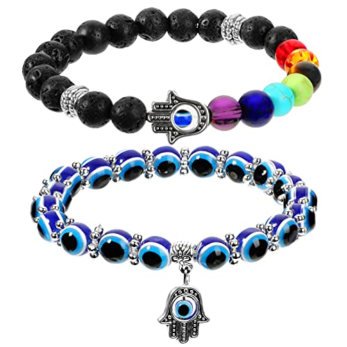 Evil Eye, Bead, Stretch Bracelet, 8 Inch, Round, Rhinestone Rondelle, Multi  Colored