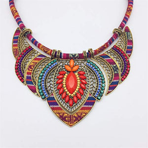 YAZILIND Ethnic Style Chunky Colorful Bohemian Festival Tribal Beaded Bib Collar Choker Costume Necklace Women Jewelry