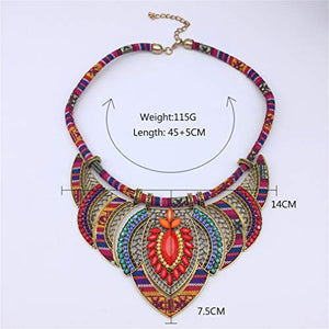 YAZILIND Ethnic Style Chunky Colorful Bohemian Festival Tribal Beaded Bib Collar Choker Costume Necklace Women Jewelry